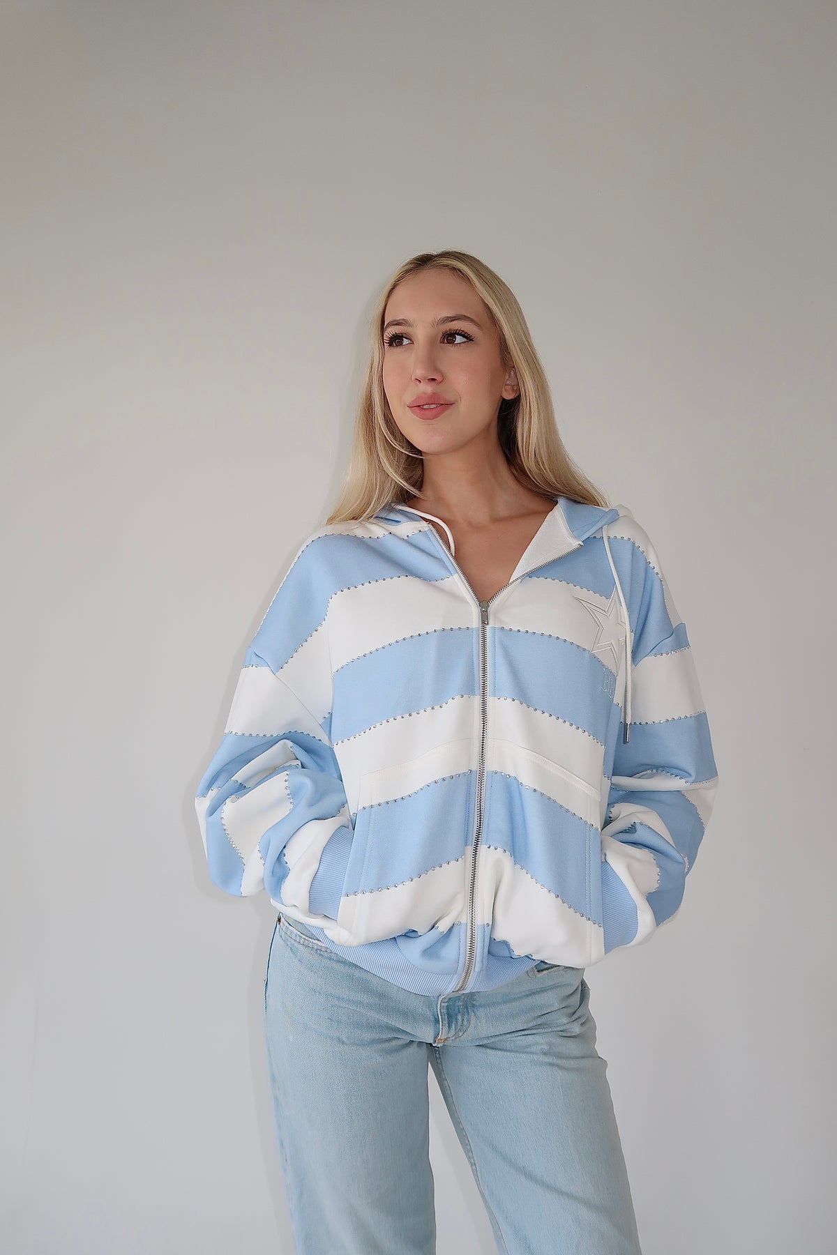 Blue Rhinestone hoodie- PRE SALE