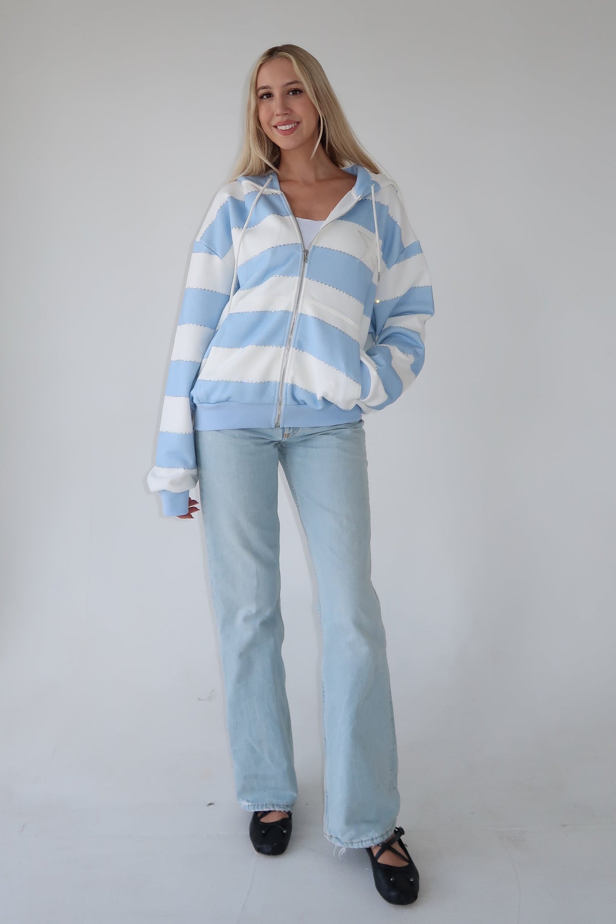 Blue Rhinestone hoodie- PRE SALE