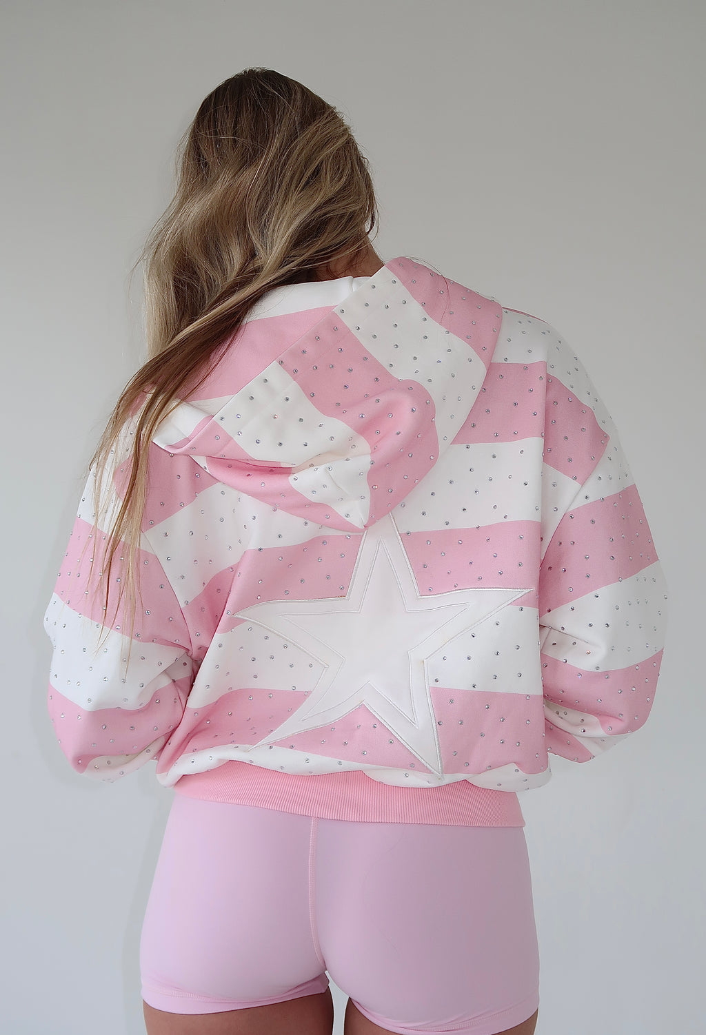 Pink Scattered Rhinestone Hoodie- PRE SALE