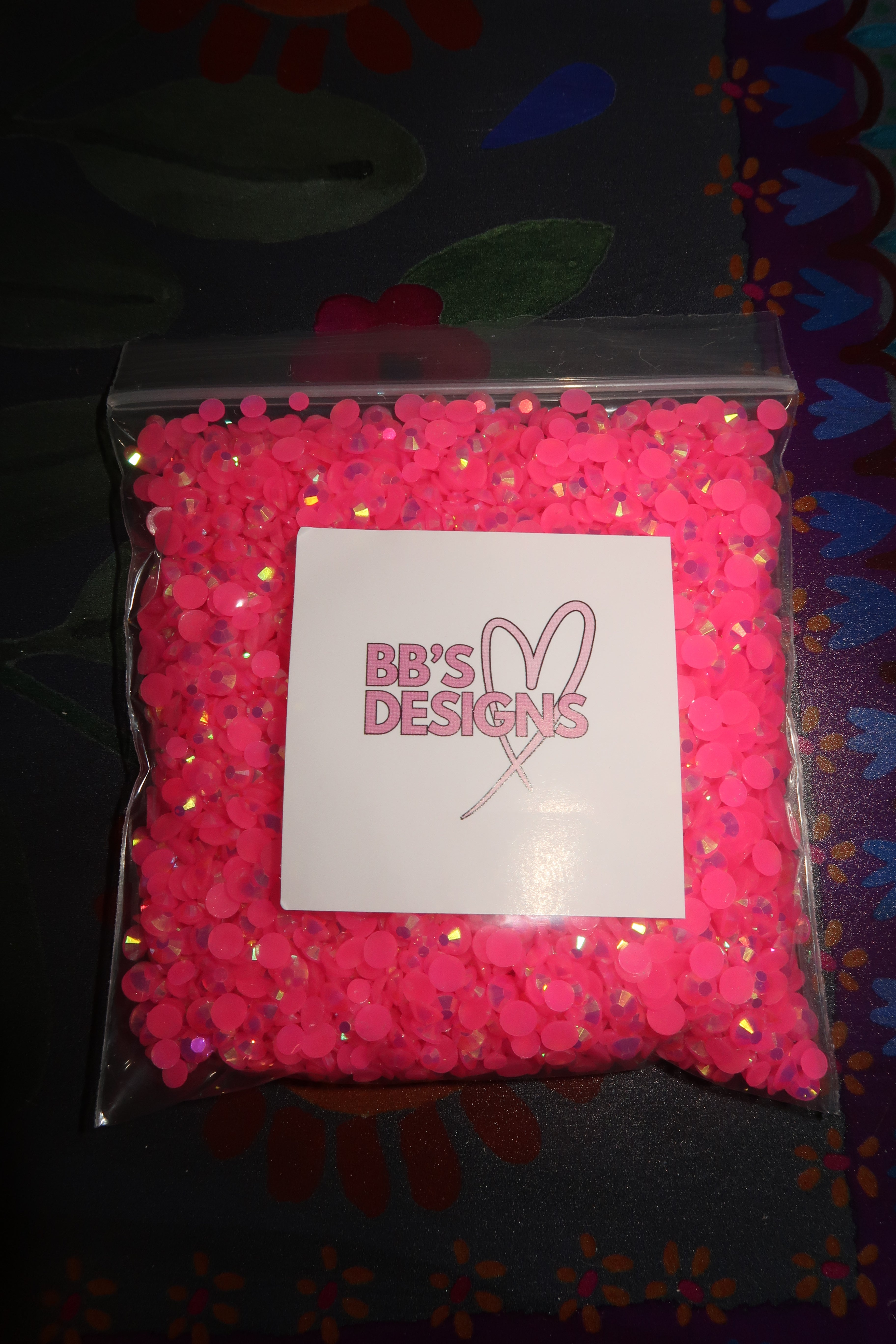 Hot pink rhinestones