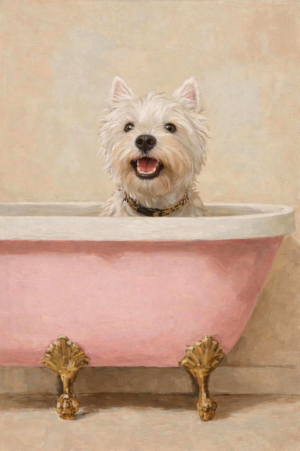 White bathtub dog kit