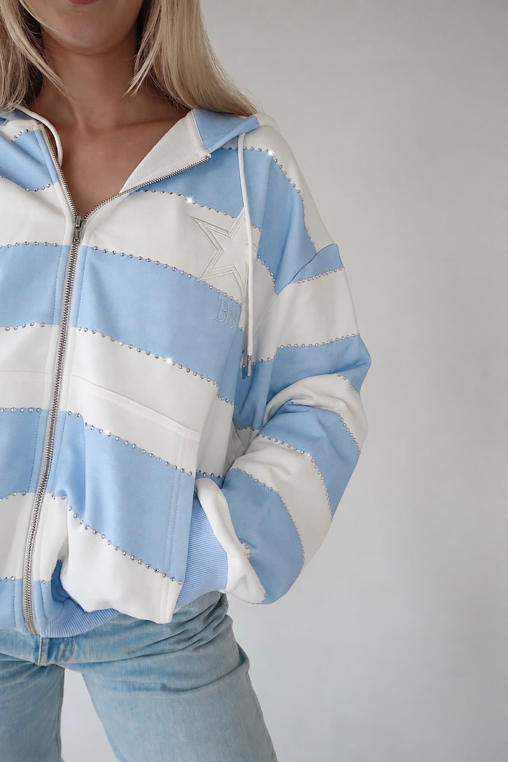 Blue Rhinestone hoodie- PRE SALE