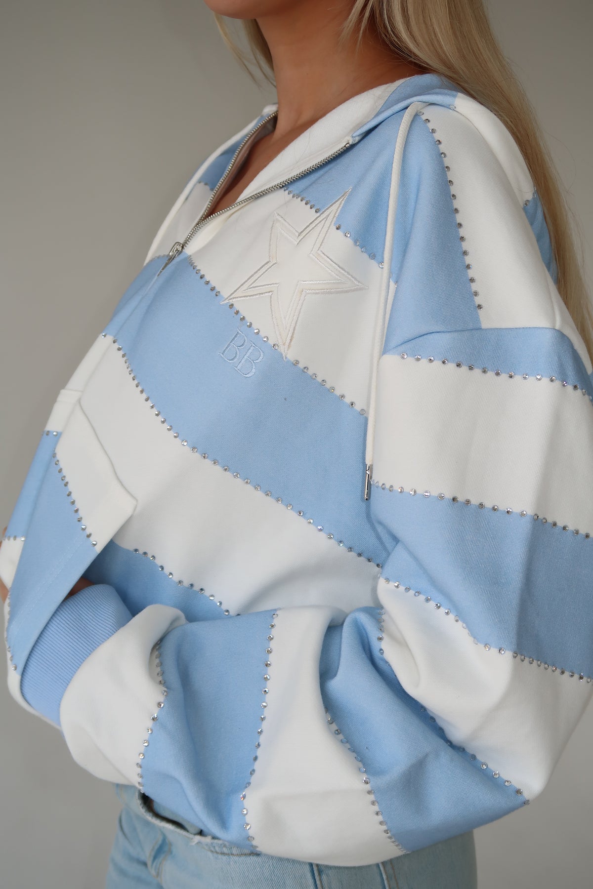Blue Rhinestone hoodie- PRE SALE