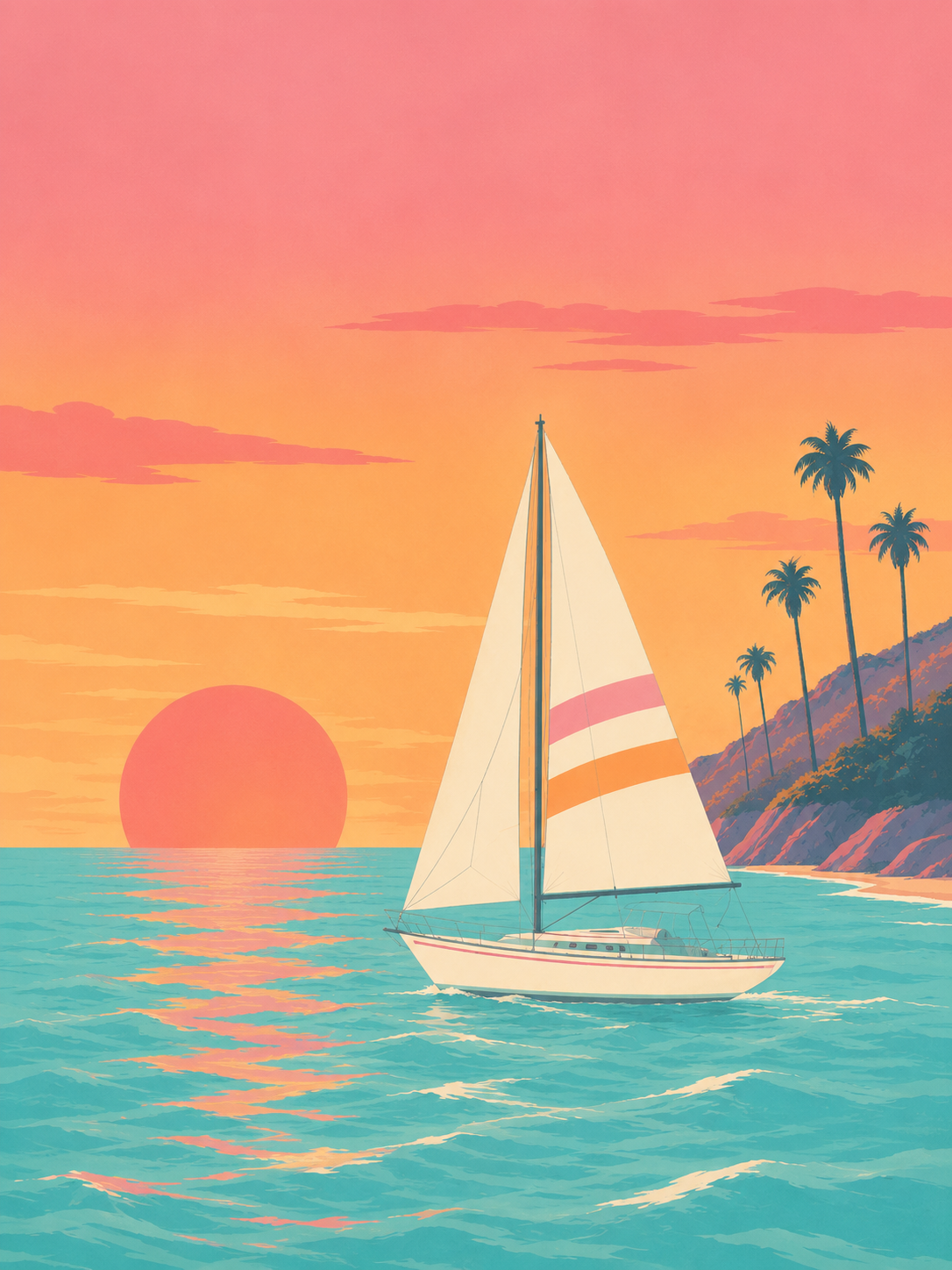 Sailboat sunset 16x20 kit